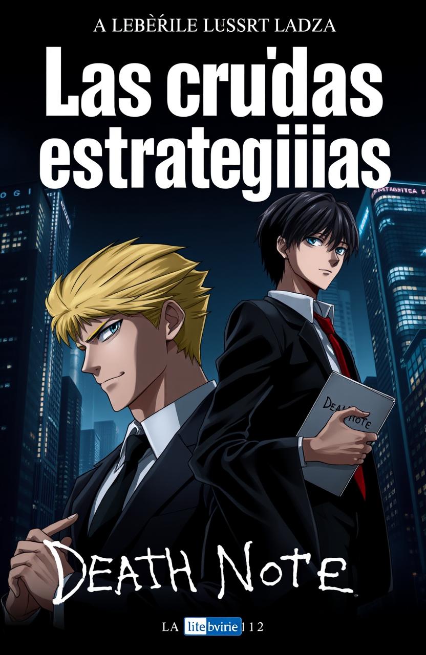 A visually striking book cover featuring Johan Liebert and Light Yagami as the central characters