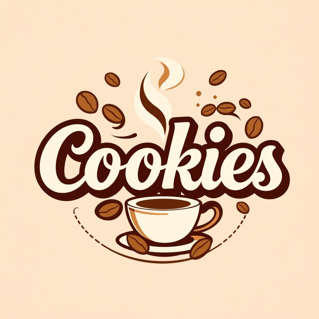 A visually striking logo design featuring the word 'Cookies' artistically displayed, integrating elements that convey the rich, inviting essence of coffee