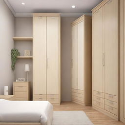 A petite room measuring 2m by 6m, adorned with a 2.5m by 50cm wardrobe and a 2m by 90cm bed.