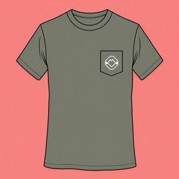 A T-shirt design featuring a logo on the left chest area and on the back, not too large