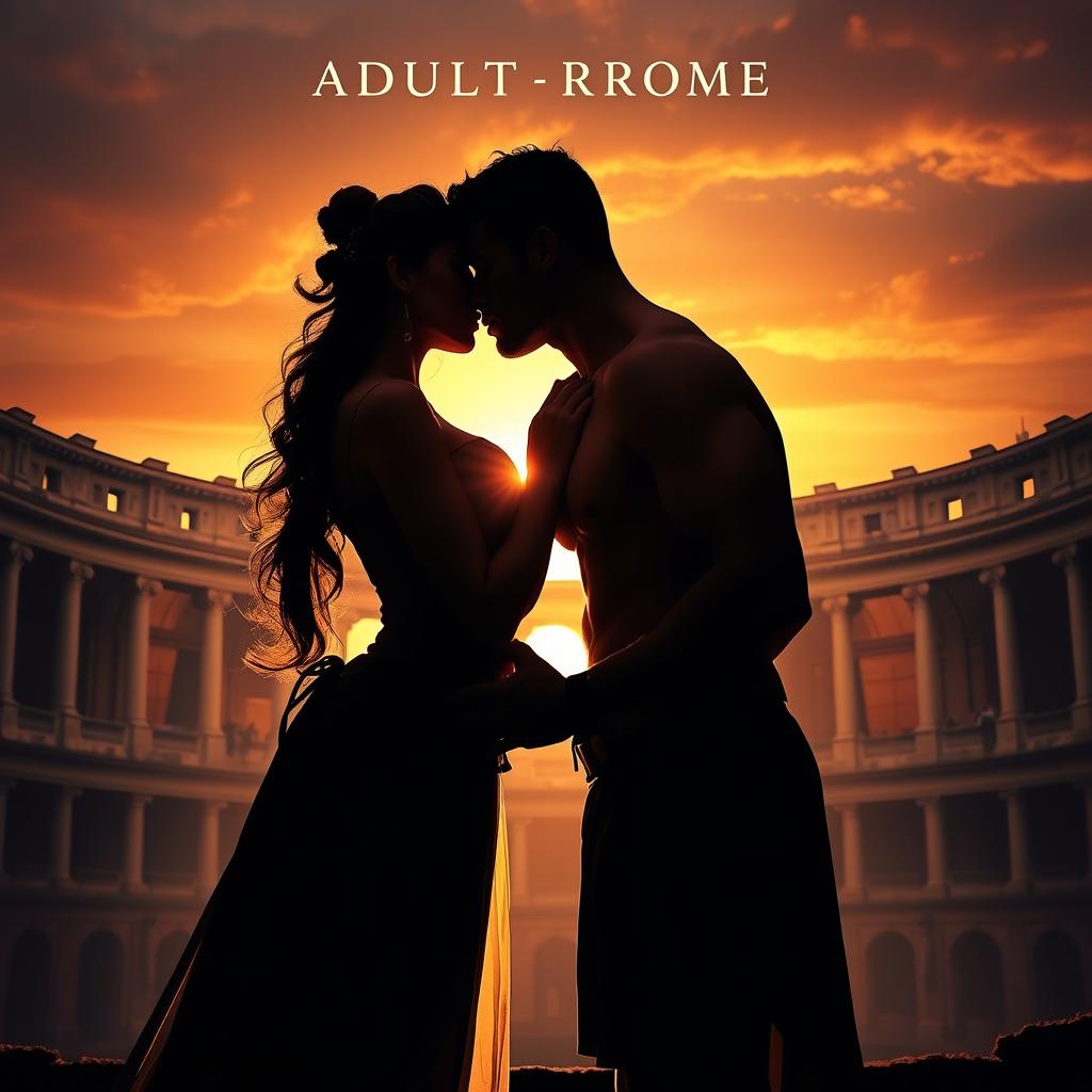 A captivating adult romance book cover featuring the silhouette of a couple about to kiss