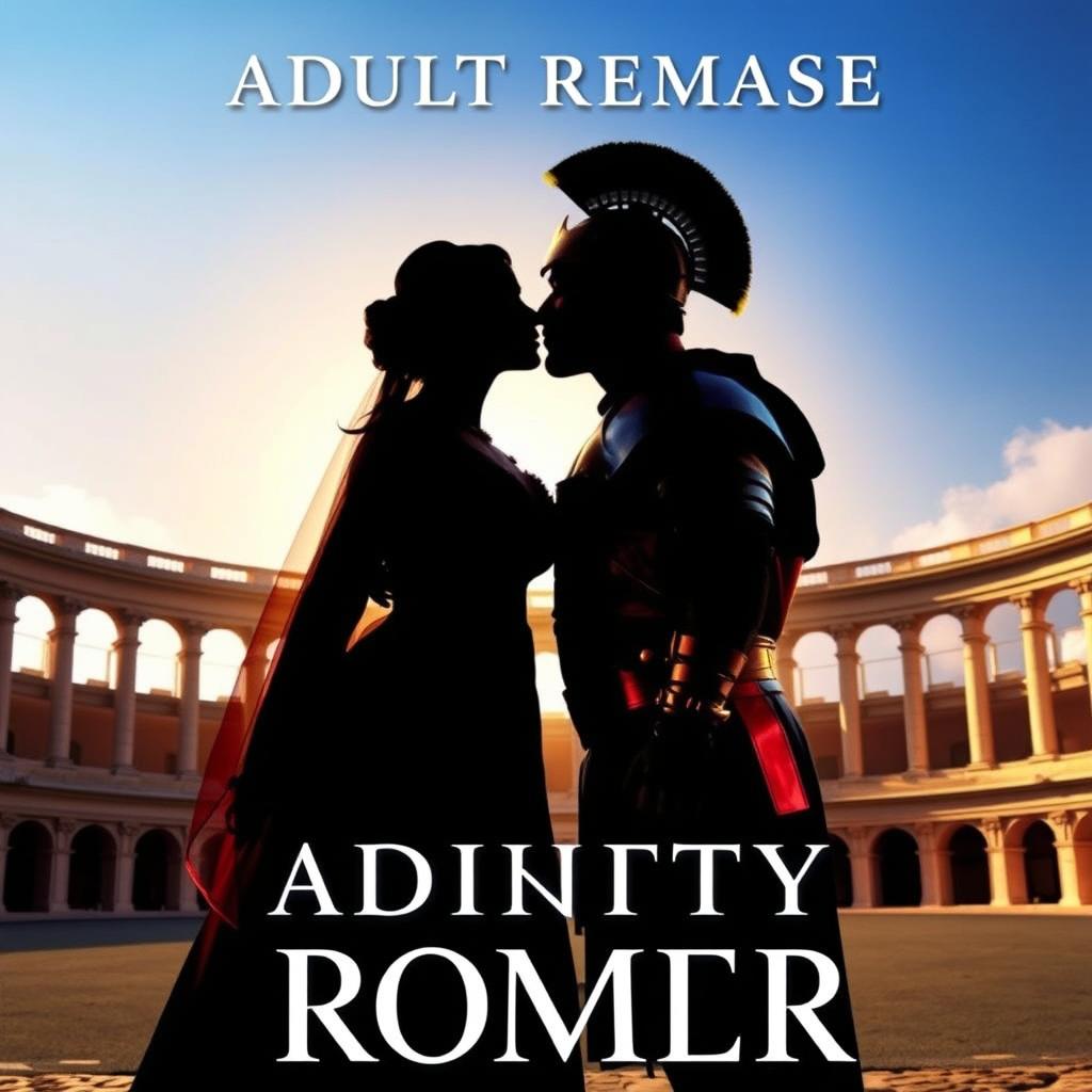 An adult romance book cover featuring a striking silhouette of a couple about to kiss