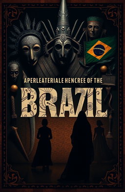 A striking documentary cover that explores the eerie and mysterious traditions of Africa and Brazil, featuring symbols and artifacts that represent these cultures