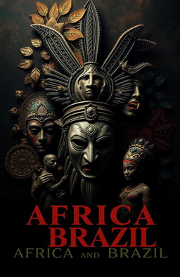A striking documentary cover that explores the eerie and mysterious traditions of Africa and Brazil, featuring symbols and artifacts that represent these cultures
