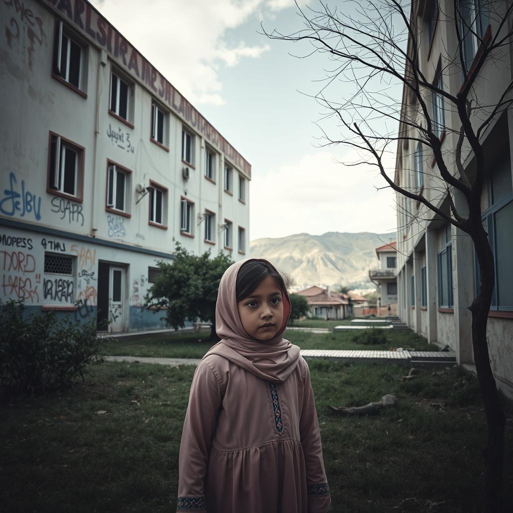 A dramatic scene depicting a girls' school in Hormozgan province, Iran, now in the possession of the Islamic Brotherhood