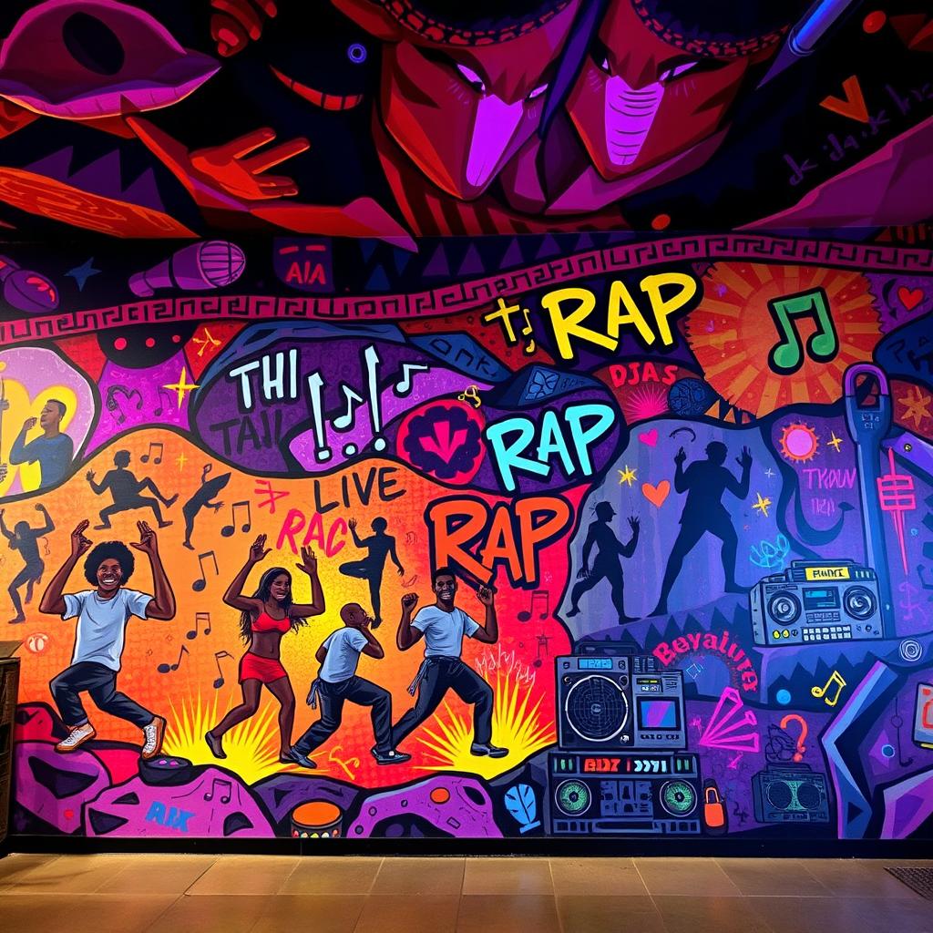 Vibrant Mural Celebrating Rap Music Culture