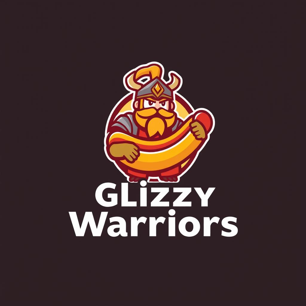 A creative and engaging bank logo for a fictional institution named 'Glizzy Warriors'