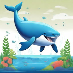 A high-quality digital art illustration featuring a unique creature that combines the body of a whale and a dinosaur