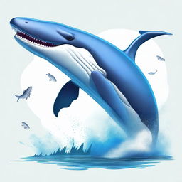 A high-quality digital art illustration featuring a unique creature that combines the body of a whale and a dinosaur