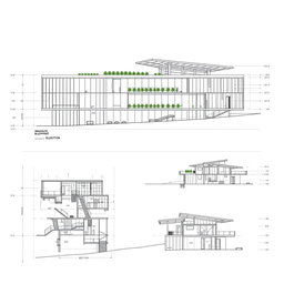 A detailed architectural blueprint showcasing innovative design elements of a modern building