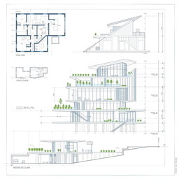A detailed architectural blueprint showcasing innovative design elements of a modern building