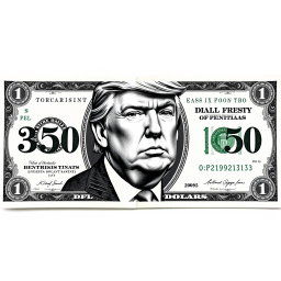 A creatively designed dollar bill featuring a fictional $250 denomination, prominently displaying the number '250' in the corners of the bill
