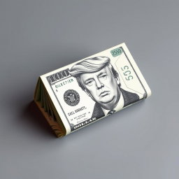 A highly detailed and artistic depiction of a creatively folded USD dollar bill in the unusual denomination of $250