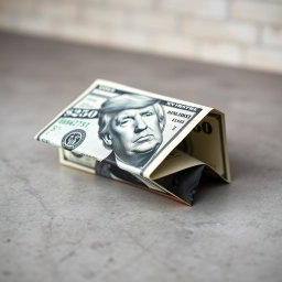 A creatively folded dollar bill featuring a fictional $250 denomination