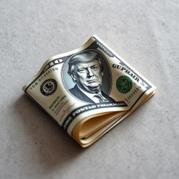 A creatively folded dollar bill featuring a fictional $250 denomination