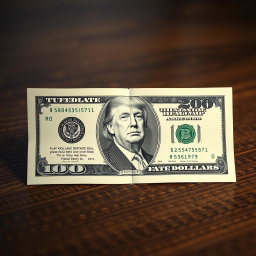A creatively folded dollar bill showcasing a unique $250 denomination in the corners
