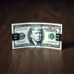 A creatively folded dollar bill showcasing a unique $250 denomination in the corners