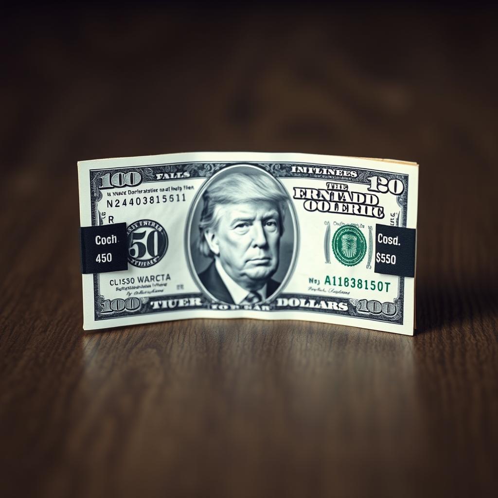 A creatively folded dollar bill showcasing a unique $250 denomination in the corners