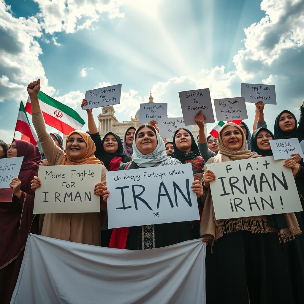 A powerful scene capturing the spirit of women fighting for freedom in Iran