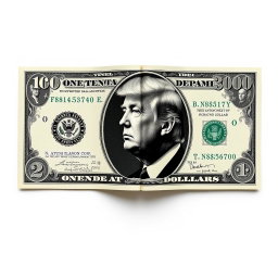 A creative depiction of a folded dollar bill with a unique $250 denomination printed in the corners