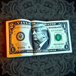 A creative depiction of a folded dollar bill with a unique $250 denomination printed in the corners