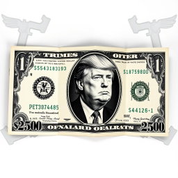 A creative depiction of a folded dollar bill with a unique $250 denomination printed in the corners
