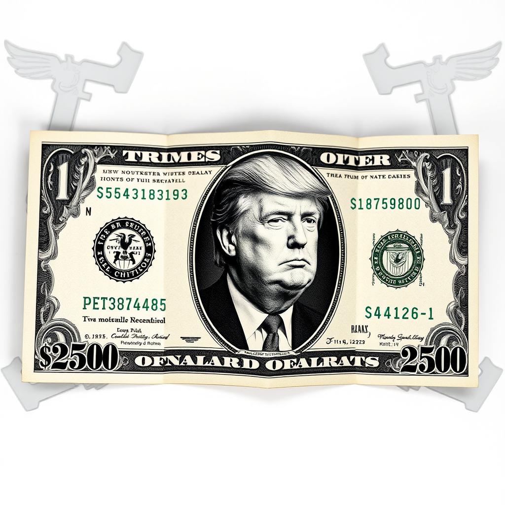 A creative depiction of a folded dollar bill with a unique $250 denomination printed in the corners