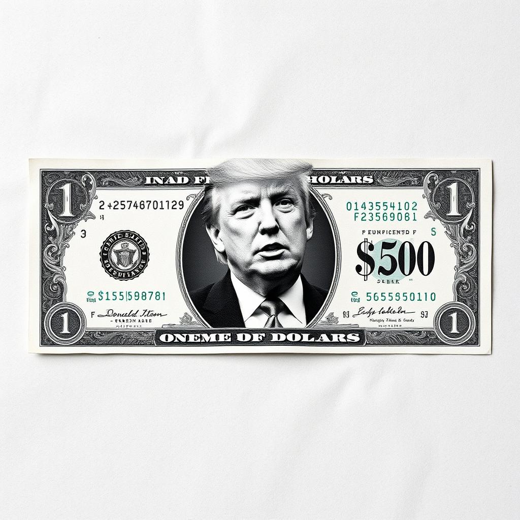 Artistic 250 Dollar Bill Featuring Trump