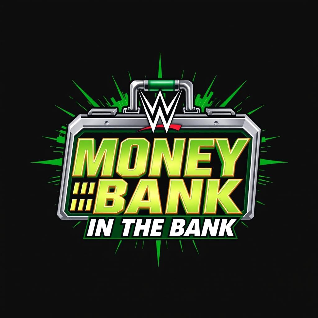 A detailed and vibrant representation of the WWE Money in the Bank logo, featuring the iconic colors and design elements associated with the WWE brand