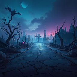 A post-apocalyptic landscape inspired by the animation 'Arcane', featuring a realistic art style