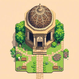 A 64x64 pixel art representation of a mausoleum, designed from a top-down view