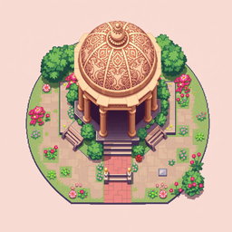 A 64x64 pixel art representation of a mausoleum, designed from a top-down view