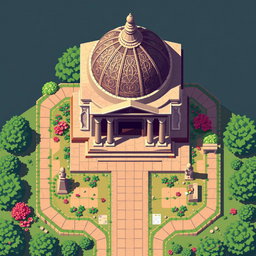 A 64x64 pixel art representation of a mausoleum, designed from a top-down view