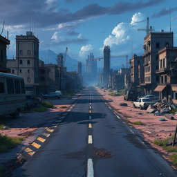 A post-apocalyptic landscape inspired by the animation 'Arcane', rendered in a realistic art style