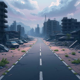 A post-apocalyptic landscape inspired by the animation 'Arcane', rendered in a realistic art style