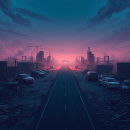 A post-apocalyptic landscape inspired by the animation 'Arcane', rendered in a realistic art style