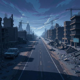 A post-apocalyptic landscape inspired by the animation 'Arcane', rendered in a realistic art style