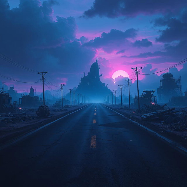A post-apocalyptic landscape inspired by the animation 'Arcane', depicted in a realistic art style