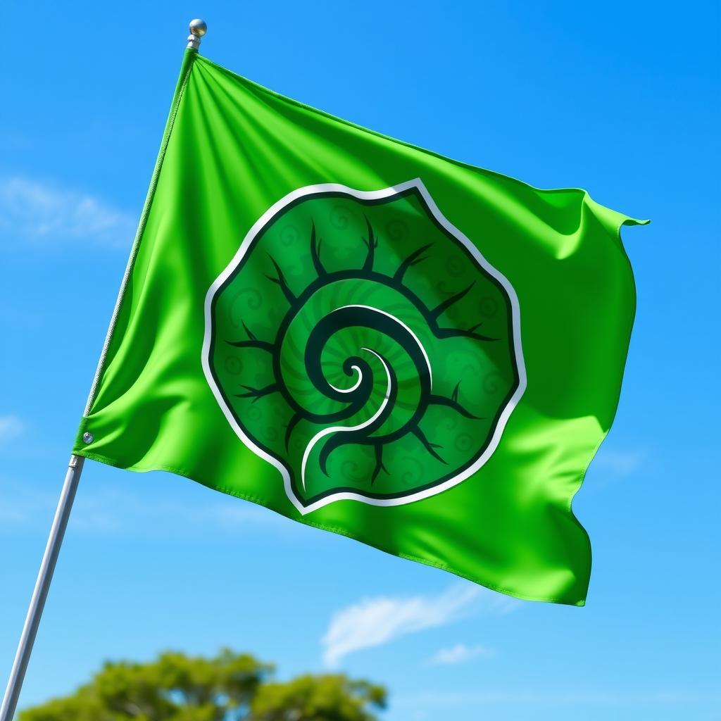 A beautifully designed flag featuring the symbol of the Hidden Leaf Village from the Naruto series