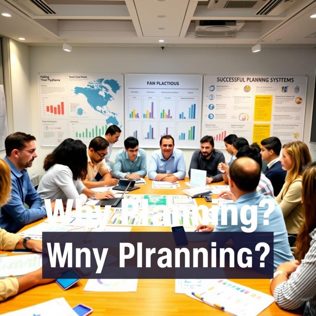 A workshop environment focusing on the principles of planning, with a central theme of 'Why Planning?'