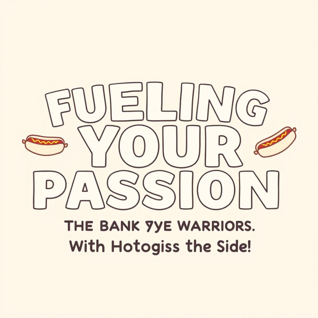 The slogan reads: "Fueling Your Passion: The Bank for Glizzy Warriors, With Hotdogs on the Side!" in a thin, elongated font design, accompanied by illustrations of delicious hotdogs alongside the text