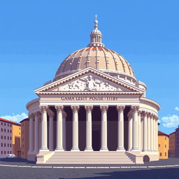 A stunning pixel art depiction of the Pantheon in Rome, designed in a 64x64 pixel format