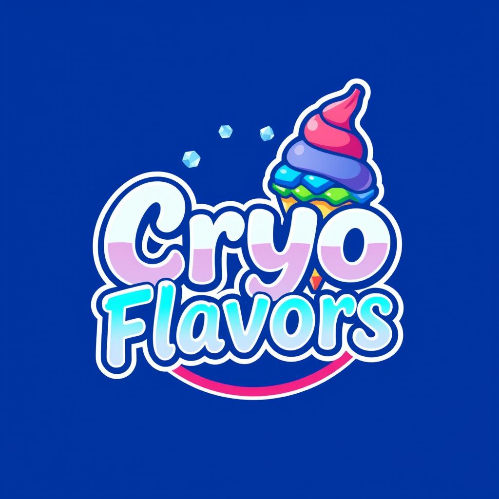 A colorful and refreshing logo concept for a snow cone business named "Cryo Flavors"
