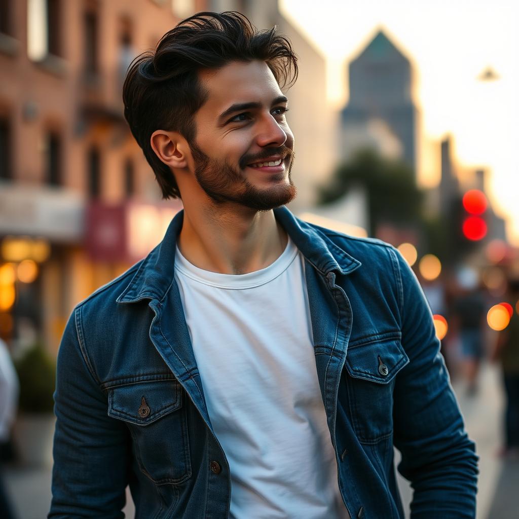 A portrait of a man with distinct features that embodies a generic masculine appearance