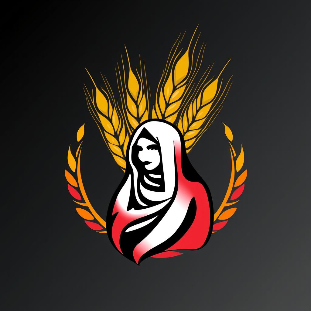 A logo design for a jihadist group symbolizing a wheat bunch, infused with a sense of self-confidence and creativity