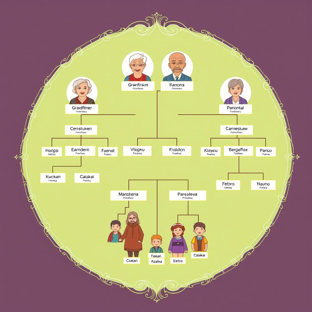 A family tree diagram titled 'Сім'я Судаків' showcasing a detailed layout of family relationships