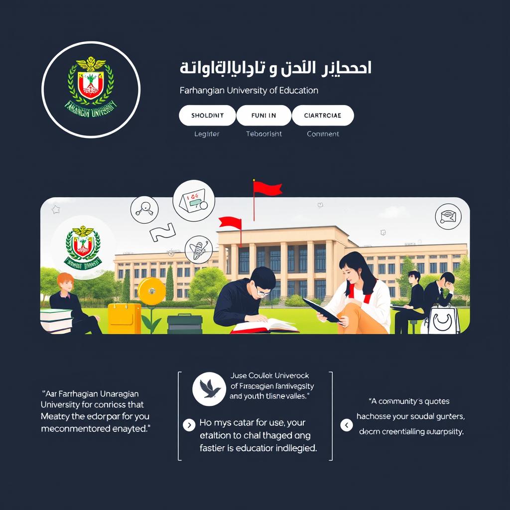 An engaging and informative profile design for a university group, specifically for the Farhangian University (University of Education) in Iran