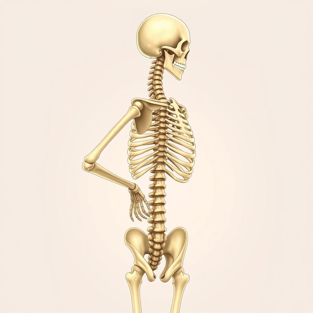 An anatomical illustration of a taxi driver's skeleton, positioned to depict the strain of a long workday
