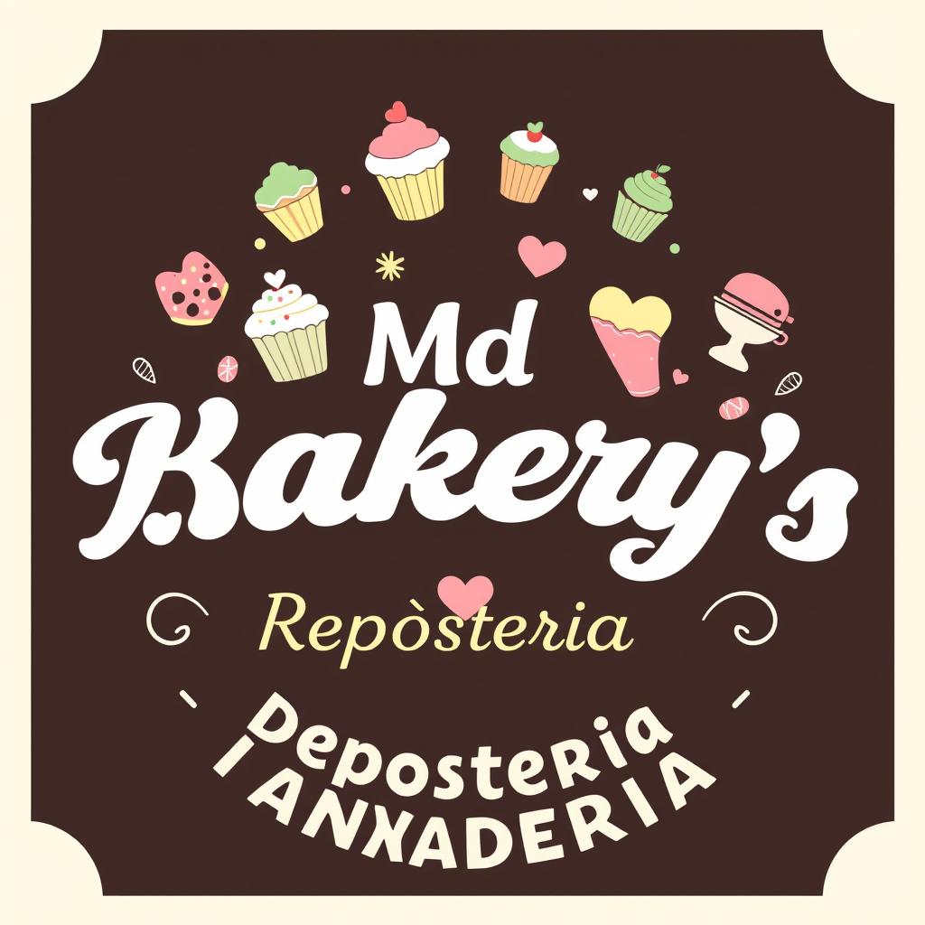 A logo design featuring the text "Md Bakery’s" prominently displayed at the top, with the words "Repostería" and "Panadería" elegantly positioned underneath