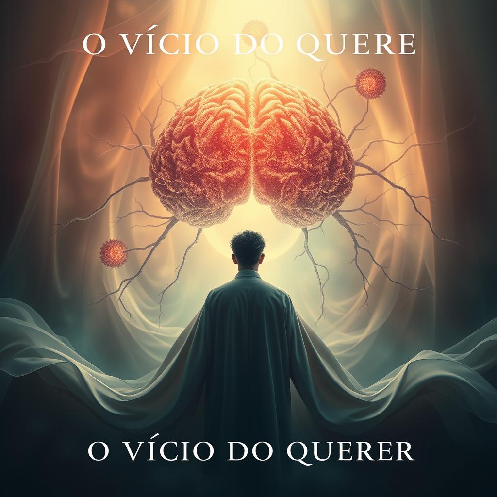 An artistic depiction of the theme "O VÍCIO DO QUERER" (The Addiction of Wanting) presented in a classic style
